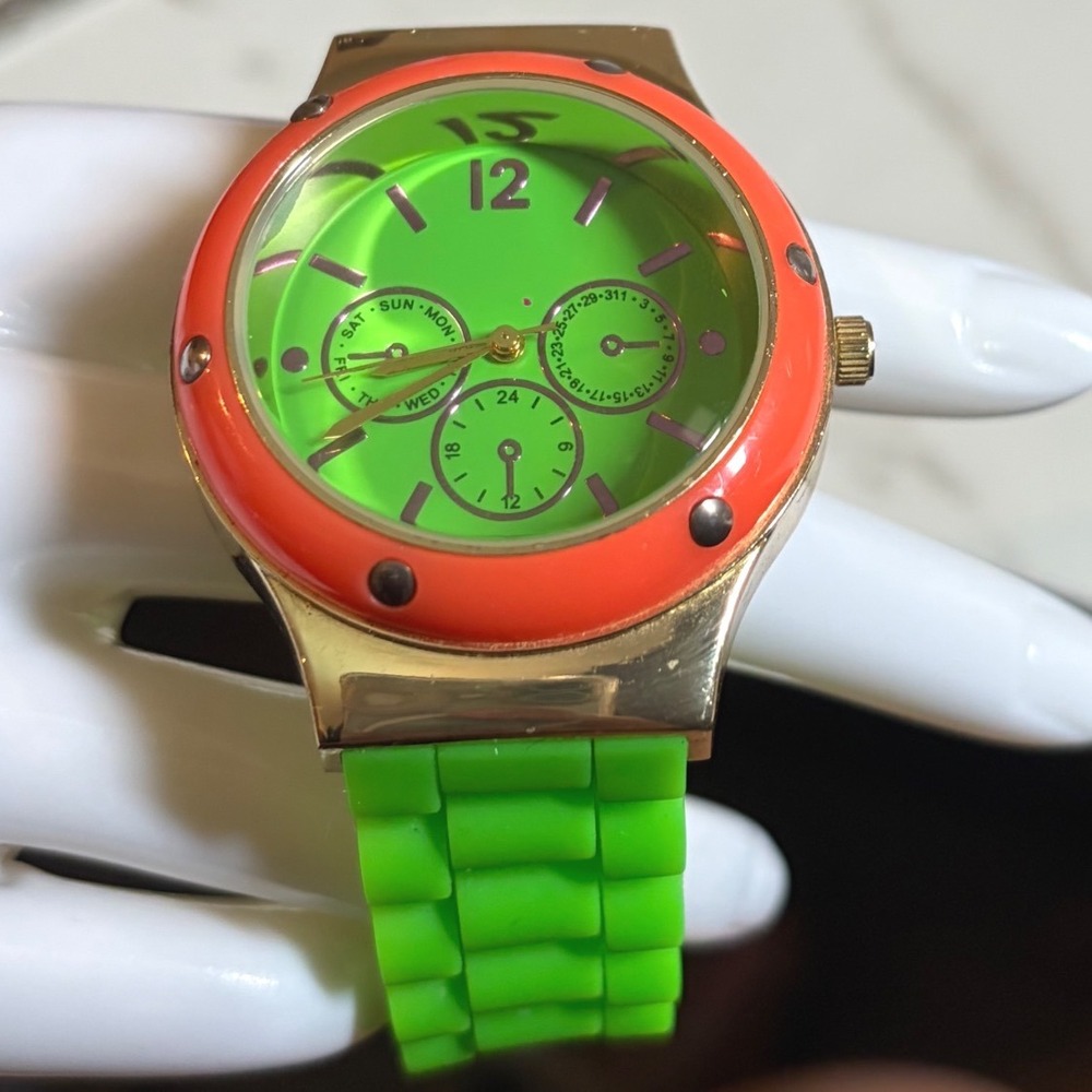 Accutime Watch Corp Neon Green Orange Gold  DO‎ NOT BUY